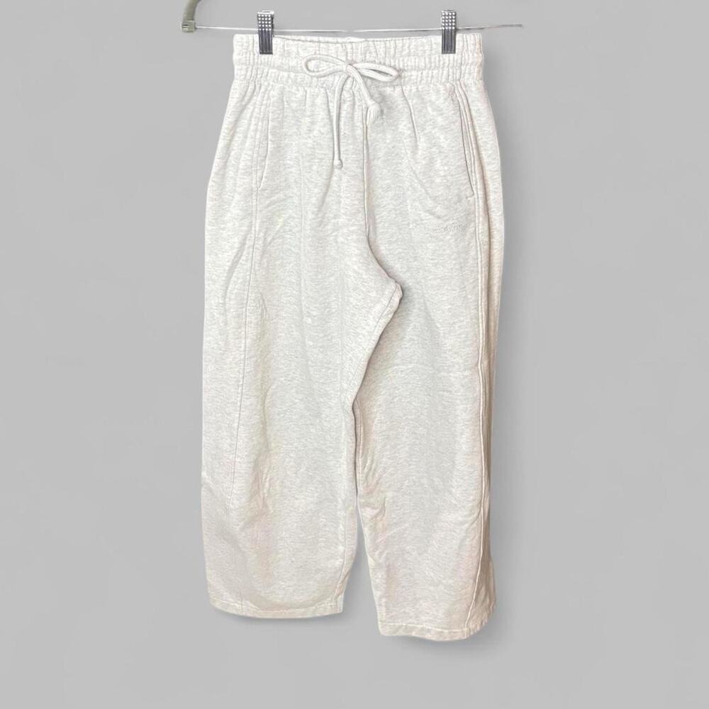 Garage Light Grey Wide Leg Fleece Sweatpants XS Drawstring High Waist Lounge⁠